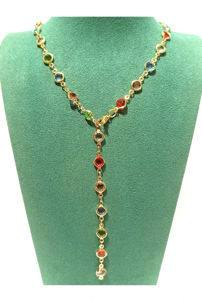 Monalisa Home  Lüks Figürlü Gösterişli Renkli Taşlı Y Kolye ürün görseli 1