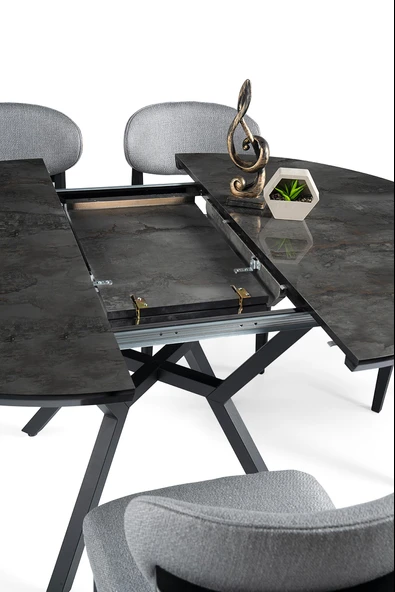 Roza Yuvarlak HighGloss Açılır Mutfak Yemek Masası 120cm - Resim 8