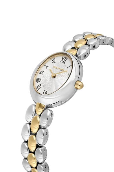 Dice Kayek DK.1.AG1422.02 Romen Rakamlı Oval Kadranlı Çelik Kordon Çelik Kasa 3 ATM Suya Dayanıklı Metalik-Altın Renk Kadın Kol Saati - Resim 3