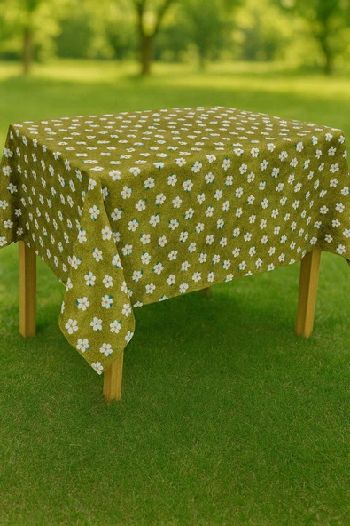 Masa Örtüsü & Piknik Örtsü -Raşel Kumaş 120 cm X 160 cm -Papatya Desenli
