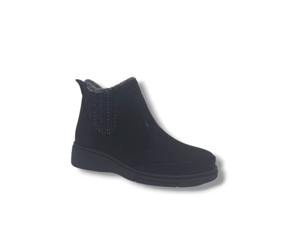 Zerhan 850 Kadın Siyah Fermuarlı Büyük Numara Bot 41 42 - Resim 4