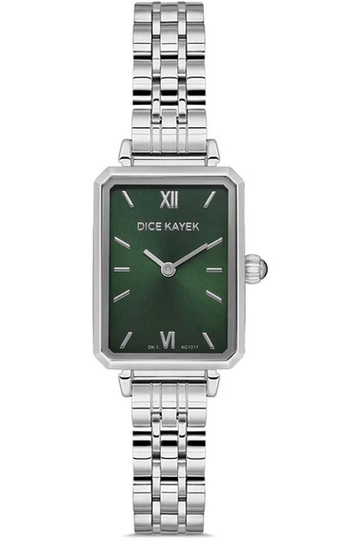 Dice Kayek DK.1.AG1317.09 Dikdörtgen Kadran 3 ATM Suya Dayanıklı Çelik Kordon Metalik Renk Kadın Kol Saati