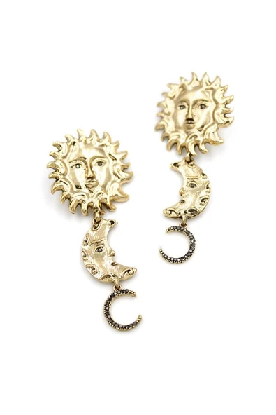 Güneş Ay Küpe - Altın - 2