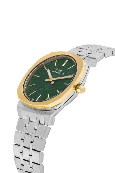 Rms Zeitmeister RMS.1.AG1613.05 Kristal Camlı Çelik Kordon Çelik Kasa 5 ATM Suya Dayanıklı Metalik-Altın Renk Kadın Kol Saati - Resim 3