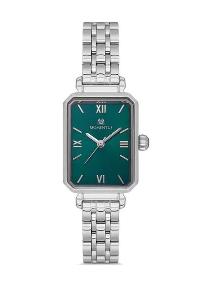 Momentus CS223S-15SS Dikdörtgen Kadranlı Çelik Kordon Çelik Kasa 3 ATM Suya Dayanıklı Metalik Renk Kadın Kol Saati