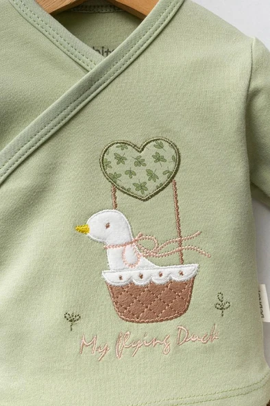 Bebitof %100 Pamuk Sevimli Sepetteki Ördek Desenli 10 Parça Kutulu Yenidoğan Hastane Çıkışı Zıbın Seti BBTF.YSL.10119 - 4