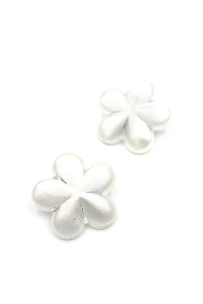 Metal Çiçek Küpe - Gümüş - 2