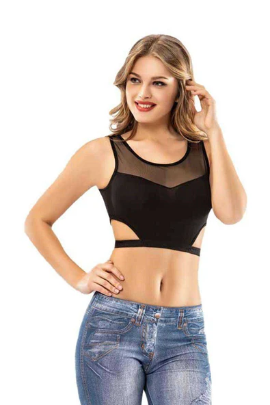 Kota 2 Adet Siyah Tül Modelli Dantelli Büstiyer - 2