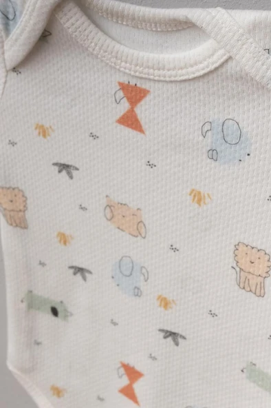 Bebitof %100 Pamuk Sevimli Aslan ve Kirpi Desenli 10 Parça Kutulu Yenidoğan Hastane Çıkışı Zıbın Seti BBTF.EKR.10114 - 4