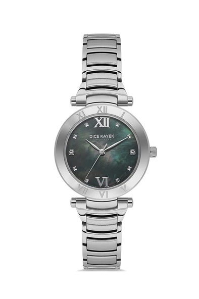 Dice Kayek DK.1.AG1399.02 Taşlı Tasarım Çelik Kordon Çelik Kasa 5 ATM Suya Dayanıklı Metalik Renk Kadın Kol Saati ürün görseli 1