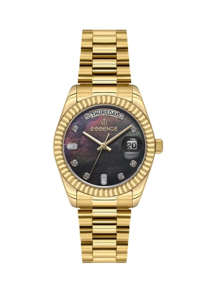 Essence ES6941FE.150 Taşlı Tasarım Çelik Kordon Çelik Kasa 5 ATM Suya Dayanıklı Altın Renk Kadın Kol Saati ürün görseli 1