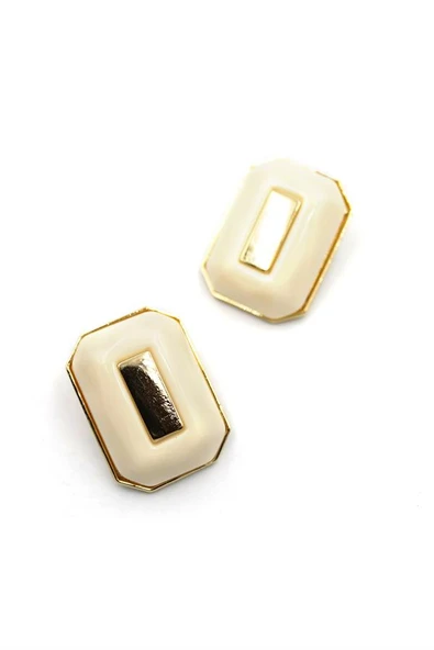 Dikdörtgen Küpe - Krem