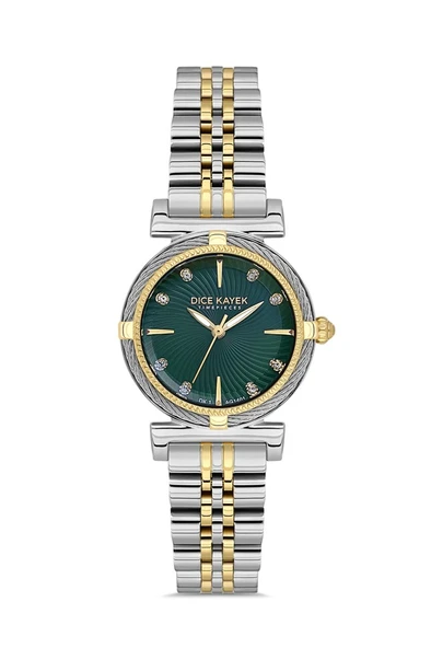 Dice Kayek DK.1.AG1401.03 Taşlı Tasarım Çelik Kordon Çelik Kasa 5 ATM Suya Dayanıklı Metalik-Altın Renk Kadın Kol Saati ürün görseli 1