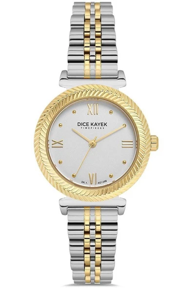 Dice Kayek DK.1.AG1396.03 Tasarım Kadranlı Çelik Kordon Çelik Kasa 5 ATM Suya Dayanıklı Metalik-Altın Renk Kadın Kol Saati ürün görseli 1