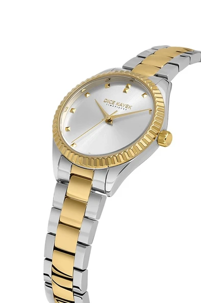 Dice Kayek DK.1.AG1402.03 Çelik Kordon Çelik Kasa 5 ATM Suya Dayanıklı Metalik-Altın Renk Kadın Kol Saati - Resim 3