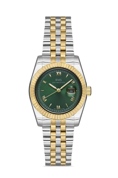 Rms Zeitmeister RMS.1.AG1350.14 Takvimli Romen Rakamlı 5 Atm Suya Dayanıklı Çelik Kasa Metalik-Altın Renk Kadın Kol Saati ürün görseli 1
