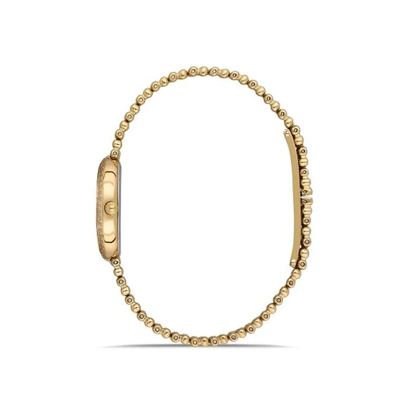 Hislon QL185G-09SG Taşlı Tasarım Oval Kadran Çelik Kordon Çelik Kasa 3 ATM Suya Dayanıklı Altın Renk Kadın Kol Saati - Resim 2