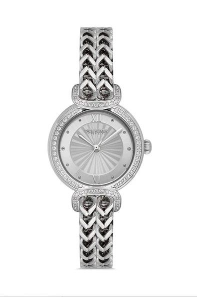 Dice Kayek DK.1.AG1411.01 Taşlı Tasarım Çelik Kordon Çelik Kasa 5 ATM Suya Dayanıklı Metalik Renk Kadın Kol Saati ürün görseli 1