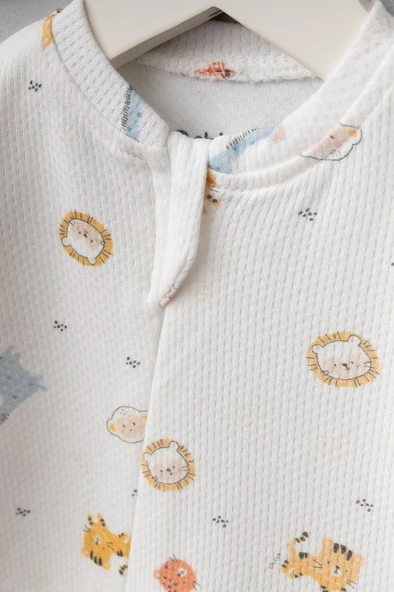 Bebitof %100 Pamuk Ormanın Sevimli Canlıları Desenli 10 Parça Kutulu Yenidoğan Hastane Çıkışı Zıbın Seti BBTF.EKR.10113 - 2