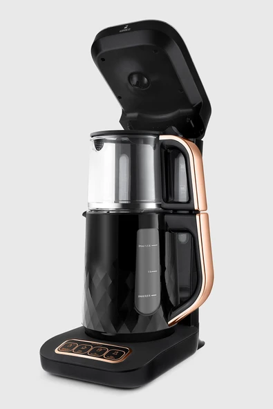 Karaca Çaysever Robotea Pro Quartz 4in1 Konuşan Otomatik Çay, Su ve Filtre Kahve Demleme Makinesi Copper - Resim 4
