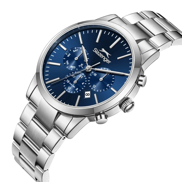 Slazenger SL.09.2545.2.02 Çelik Kordon Çelik Kasa 10 ATM Suya Dayanıklı Metalik Renk Erkek Kol Saati - 2