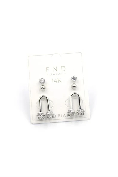 Çoklu Taşlı Küpe - Gümüş