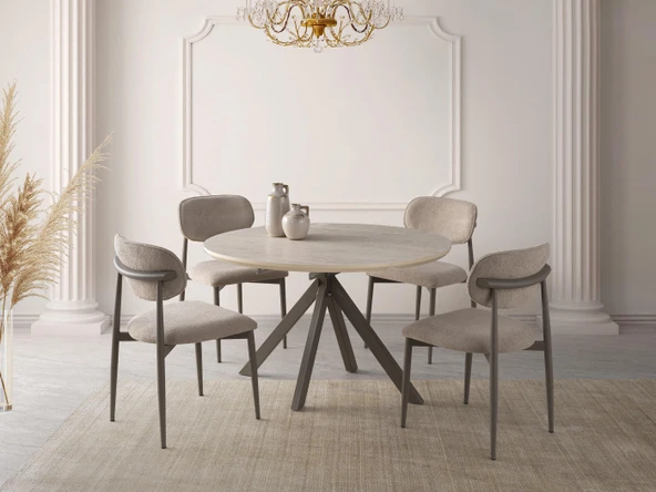 Nova Polo Yuvarlak Açılır Mutfak Masa Sandalye Takımı 70x120cm ürün görseli 1