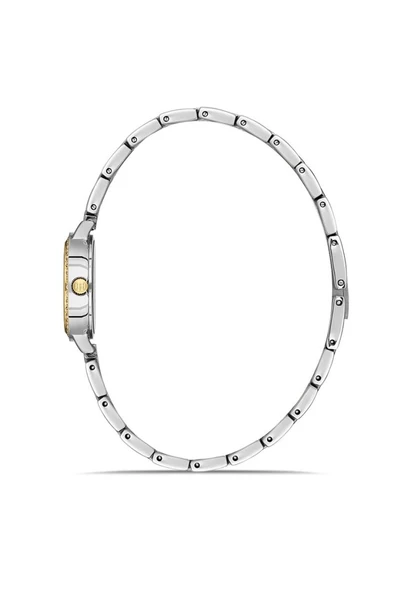 Hislon QL182T-15SG Taşlı Minimal Tasarım Safir Çizilmez Cam Metalik-Altın Renk Kadın Kol Saati - Resim 2