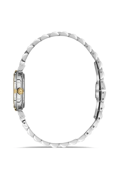 Dice Kayek DK.1.AG1401.03 Taşlı Tasarım Çelik Kordon Çelik Kasa 5 ATM Suya Dayanıklı Metalik-Altın Renk Kadın Kol Saati - Resim 2