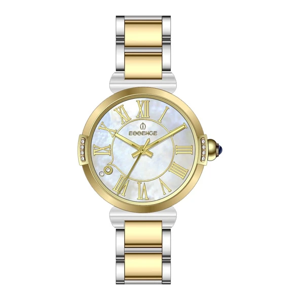 Essence ES6950FE.220 Romen Rakamlı Sedef Kadran Çelik Kasa Metalik-Altın Renk Kadın Kol Saati ürün görseli 1