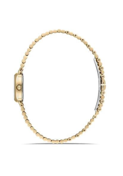 Momentus CW317G-02SG Minimal Taşlı Tasarım Dikdörtgen Kadran Çelik Kordon Çelik Kasa 3 ATM Suya Dayanıklı Altın Renk Kadın Kol Saati - Resim 2