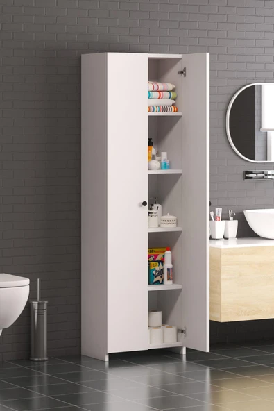 Liza Beyaz Çok Amaçlı 2 Kapaklı Dolap - 2