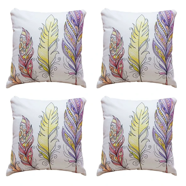 Modern Tarz Dijital Baskılı 4’lü Dekoratif Kırlent Kılıfı Seti, Şık ve Renkli Tasarımlar ürün görseli