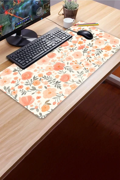 SonicTouch Nar Çiçeği Rüyası Dikişsiz Pürüzsüz Sıvı Geçirmez XXL Gamer Ofis Klavye Mousepad 40x90cm - Resim 4