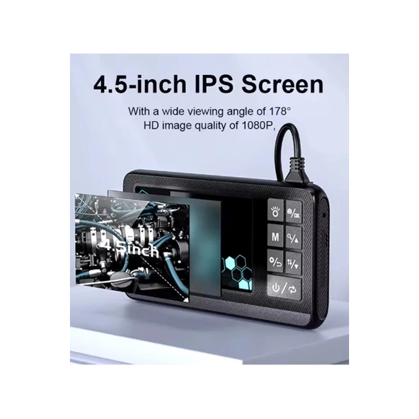 Ekranlı Çift Kameralı 10 Mt Sert Kablo Endoskop Kamera 8 Mm 4.3 Inc Hafıza Kart Destekli - 4