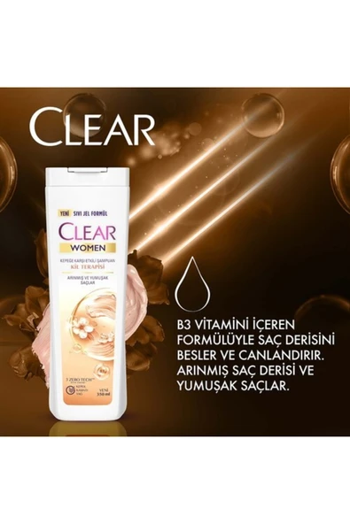 Clear Women Kepeğe Karşı Şampuan Kil Terapisi 350 ml - Resim 3