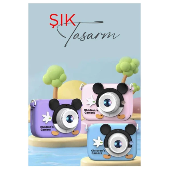 Mini 1080p Hd Çocuk Kamera Dijital Fotoğraf Makinesi 2.0 Inç Ekran 5 Adet Oyun Pembe - 4