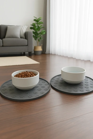 MatGo Pati Kedi Köpek Beslenme Mama Su Kabı Kaymaz Silikon Matlı Seramik Kaseli 500Ml Hacimli 2’li Set ürün görseli
