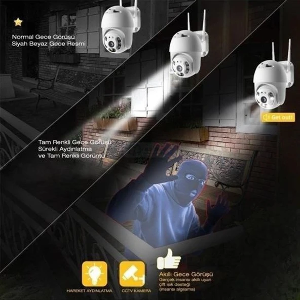 Buffer® 20 Mp Hd Lens İç Dış Mekan Suya Danıklı Ip Wifi Network Güvenlik Kamerası Wifi Kamera - 6