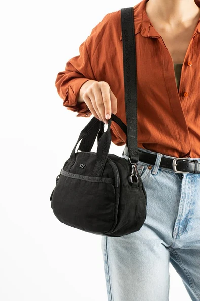 Kadın Omuz Çantası Elde Tutmalı Çapraz Askılı Postacı Bayan Çantası 20*27 Cm Astarlı Hafif Kumaş - Resim 6