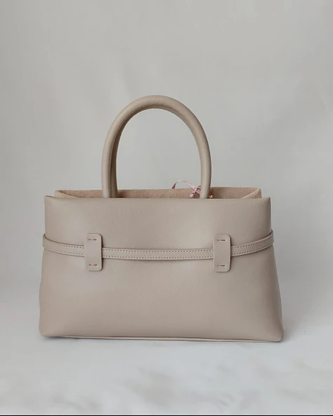 261AA115-1 Model Sarach Marka Bej Renk Hakiki Süet El ve Omuz Çantası - 3