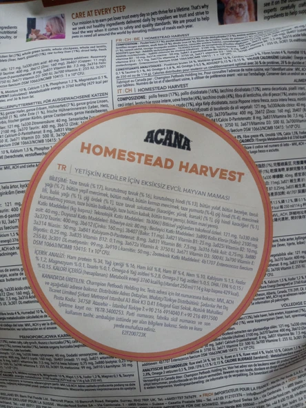 ACANA Homestead Harvest Yetişkin Kedi Maması 1,8kg - 3