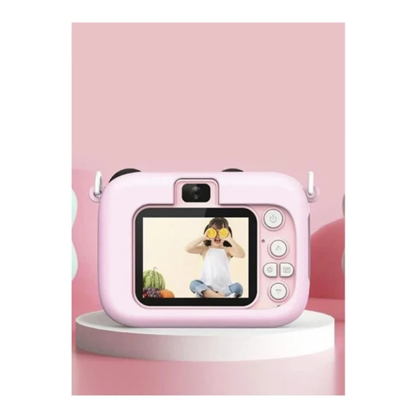 Mini 1080p Hd Çocuk Kamera Dijital Fotoğraf Makinesi 2.0 Inç Ekran 5 Adet Oyun Pembe - 2