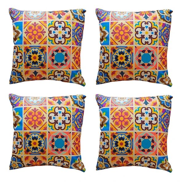 Modern Tarz Dijital Baskılı 4’lü Dekoratif Kırlent Kılıfı Seti, Şık ve Renkli Tasarımlar ürün görseli