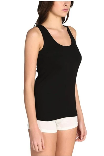 Tutku Kadın Beyaz Kalın Askılı Ribana Pamuklu  Atlet 0136 - Resim 4