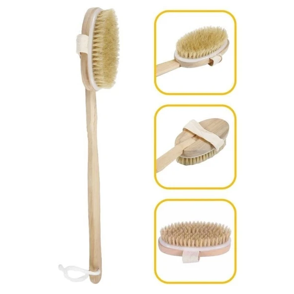 Buffer® Doğal At Kılı Selülit Karşıtı Sapı Çıkabilen Ahşap Banyo Fırçası - 8