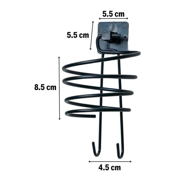 Buffer® Kendiliğinden Yapışkanlı Siyah Paslanmaz Metal Fön Makinesi Askısı Saç Kurutma Makinesi Tutacağı - 4