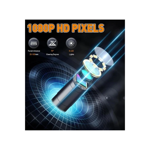 Monitörlü Çift Kameralı 10 Mt Sert Kablo Yılan Endoskop Kamera 8 Mm 4.3 Inc - 4