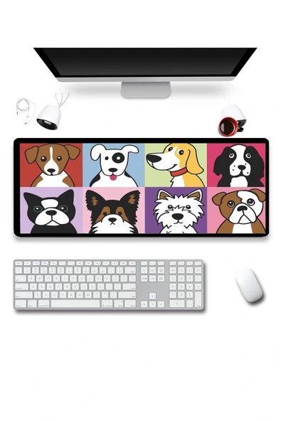 SonicTouch Mutlu Patişler Renkli Pürüzsüz Sıvı Geçirmez Yüzey XXL Gamer Ofis Klavye Mousepad 40x90cm - Resim 2