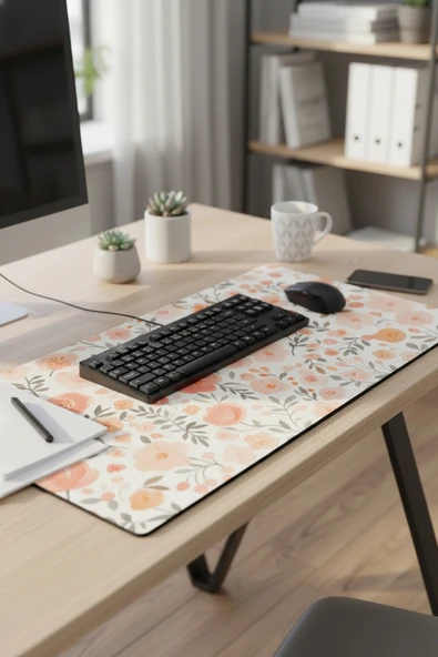 SonicTouch Nar Çiçeği Rüyası Dikişsiz Pürüzsüz Sıvı Geçirmez XXL Gamer Ofis Klavye Mousepad 40x90cm ürün görseli